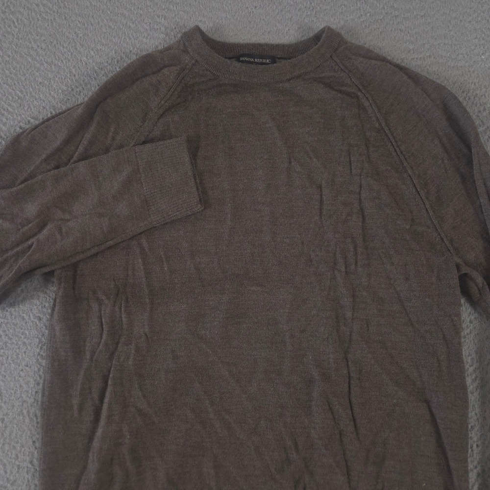 Banana Republic Sweater Mens Large Brown 100% Merino Wool Crewneck Raglan Knit